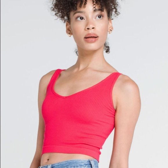 Free People Tops - Free People Ribbed Cropped Tank Top Red  M/L